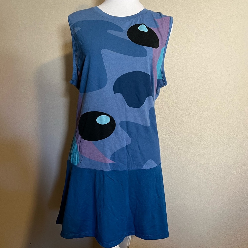 Disney Blue Pleated A-Line Mini Dress